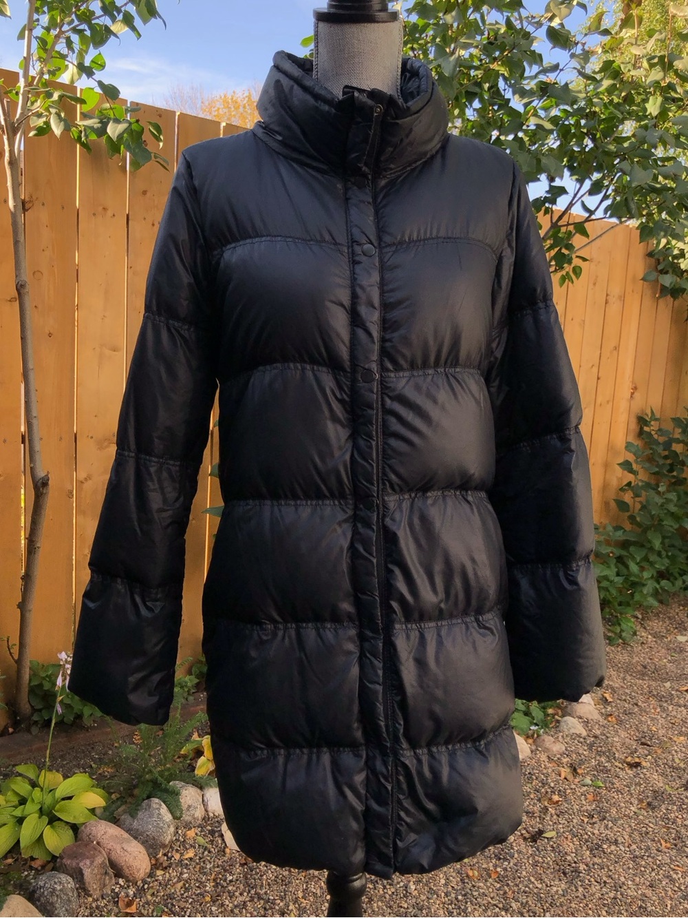 Y2K Sporty GAP Black Long Puffer Coat Down Filled Winter Jacket Mid Length